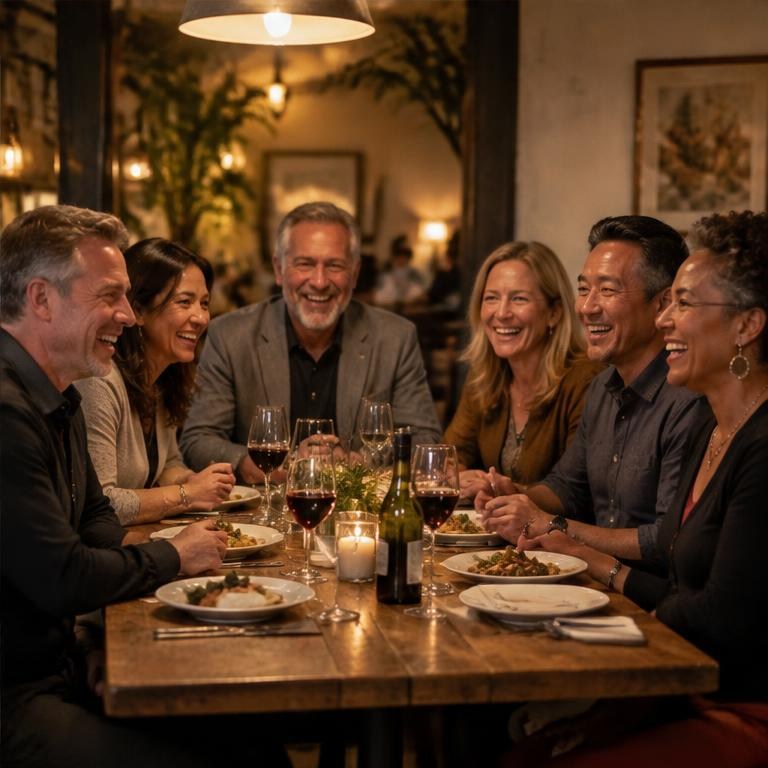 Illustration of owners sharing dinner together