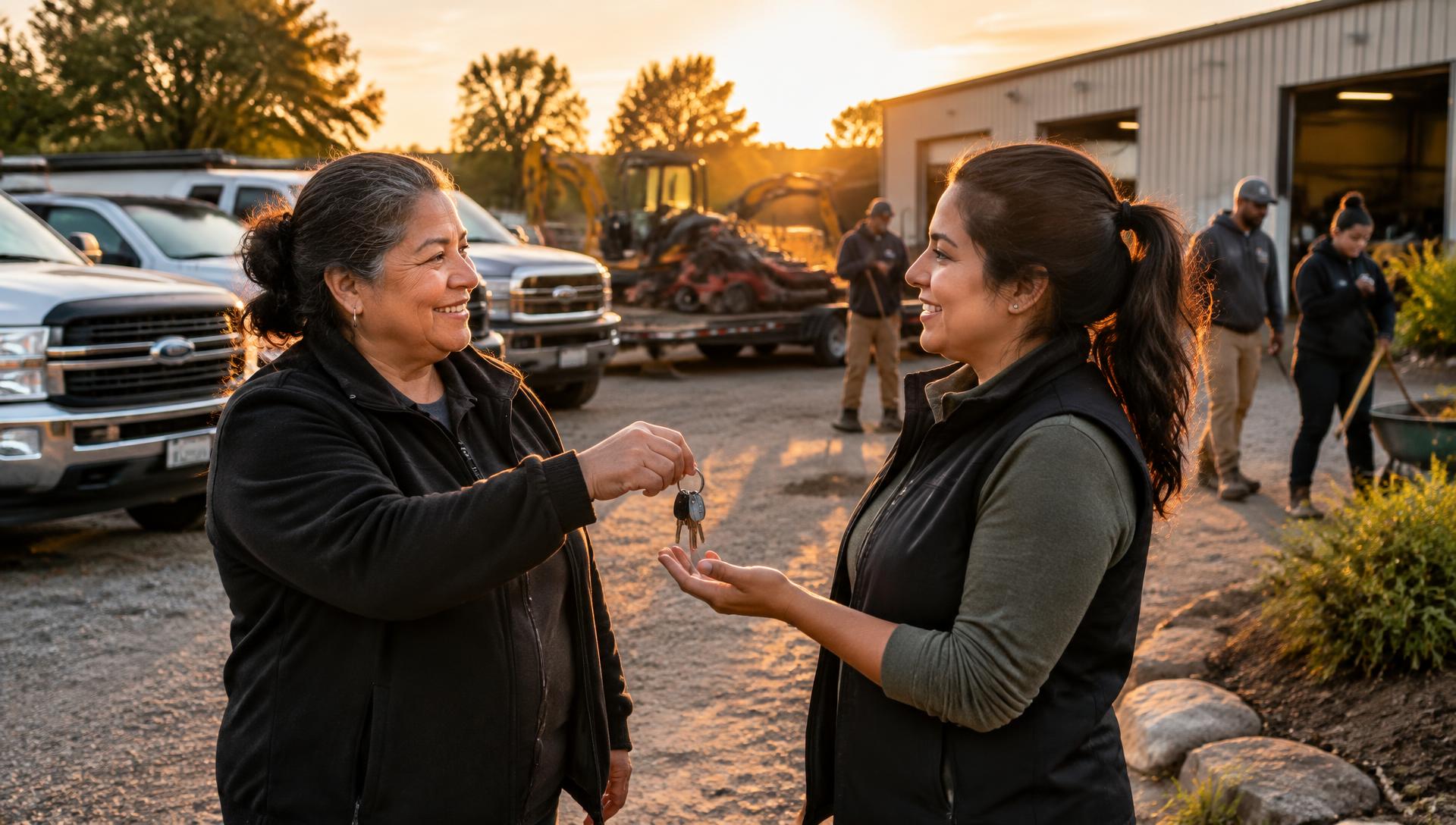 An owner passing the keys of her successful business to the next generation