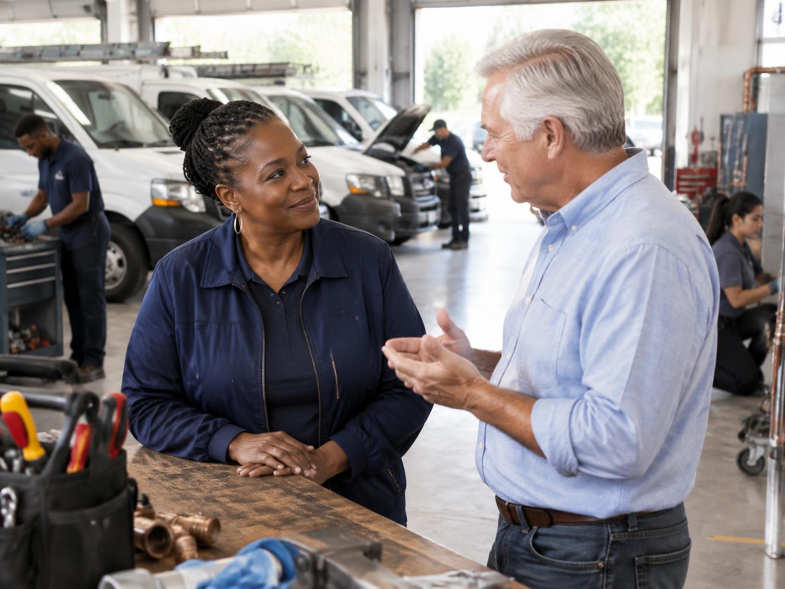 An exited founder advising the owner of a thriving service business in her shop