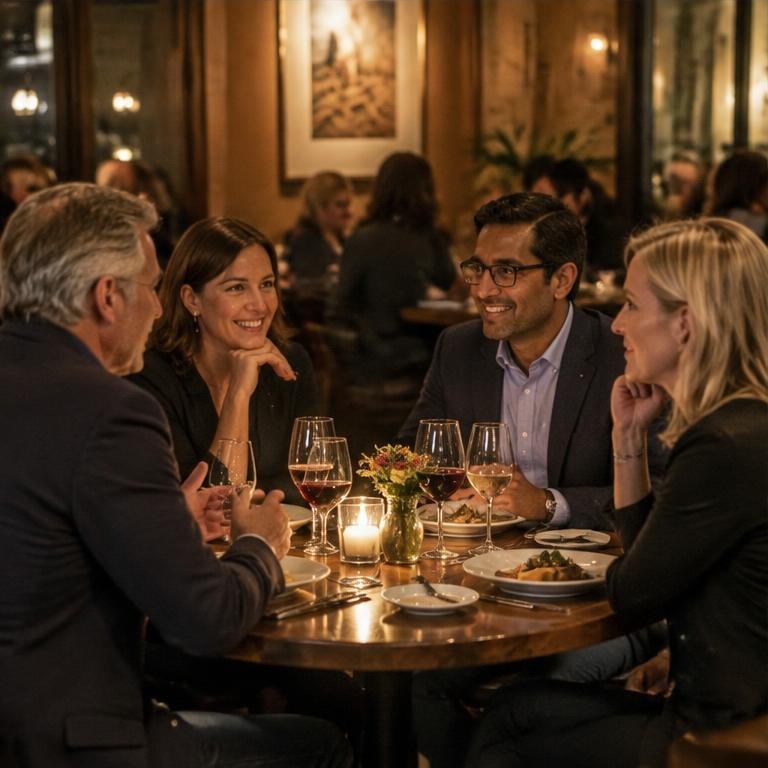 Illustration of a small owners club dinner