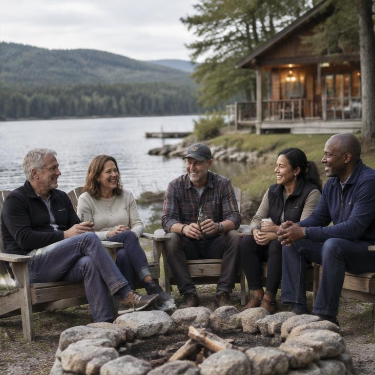 Friends sitting together outdoors on a trip